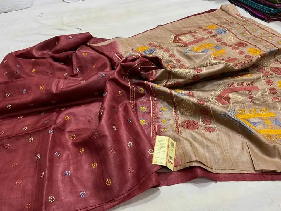 Exclusive art silk sarees with hand embroidery  uploaded by Z A Fabrics on 7/25/2023