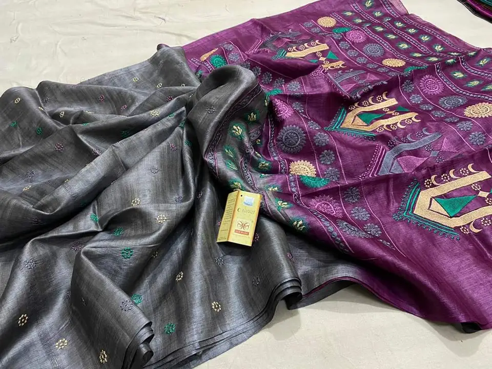 Exclusive art silk sarees with hand embroidery  uploaded by Z A Fabrics on 7/25/2023