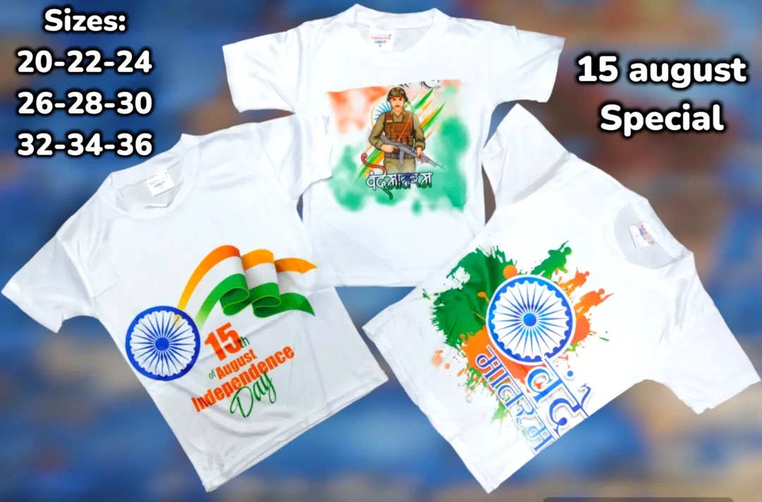 Independence day printed polyster tshirt uploaded by Bhawna traders on 7/25/2023