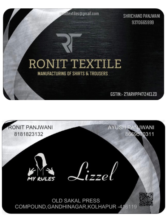 Visiting card store images of Ronit Textiles-shirts manufacturer/My Rules Shirts