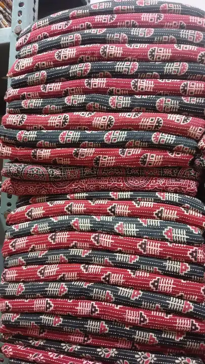 Azrakh with kantha stitch pure cotton fabrics  uploaded by Isha Fabrex on 7/25/2023