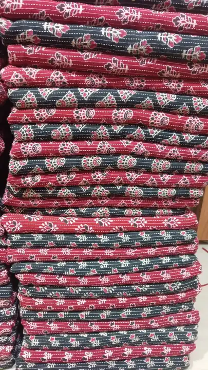 Azrakh with kantha stitch pure cotton fabrics  uploaded by Isha Fabrex on 7/25/2023