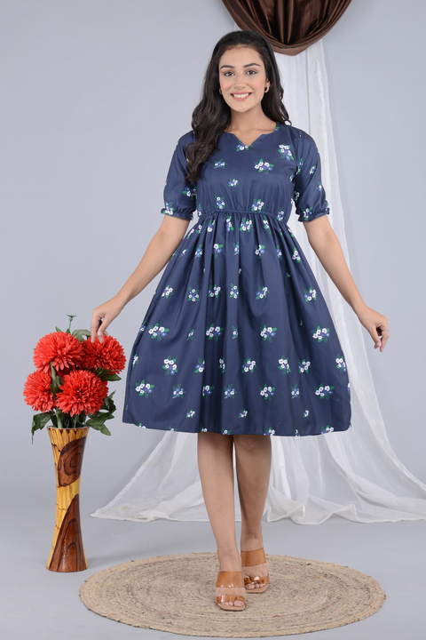 Women's Floral Print Knee length Dress uploaded by Mahalakshami Enterprises (Majestykart) on 7/25/2023