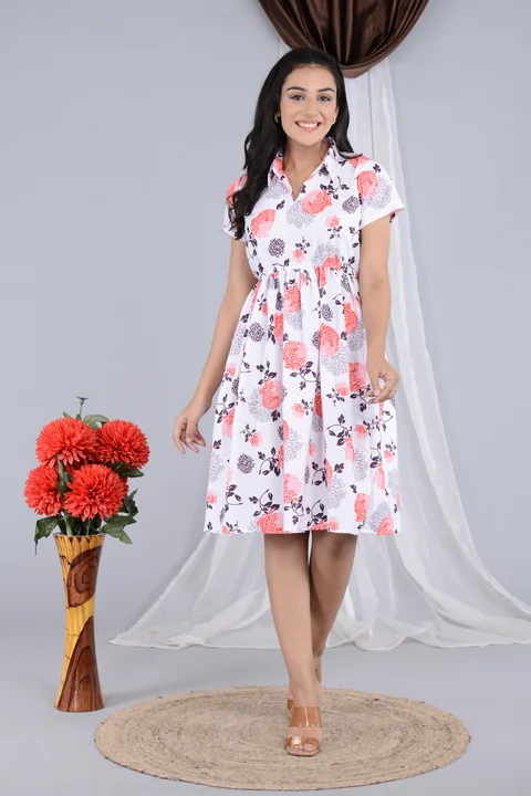 Women's Floral Print Collared Western Dress  uploaded by Mahalakshami Enterprises (Majestykart) on 7/25/2023