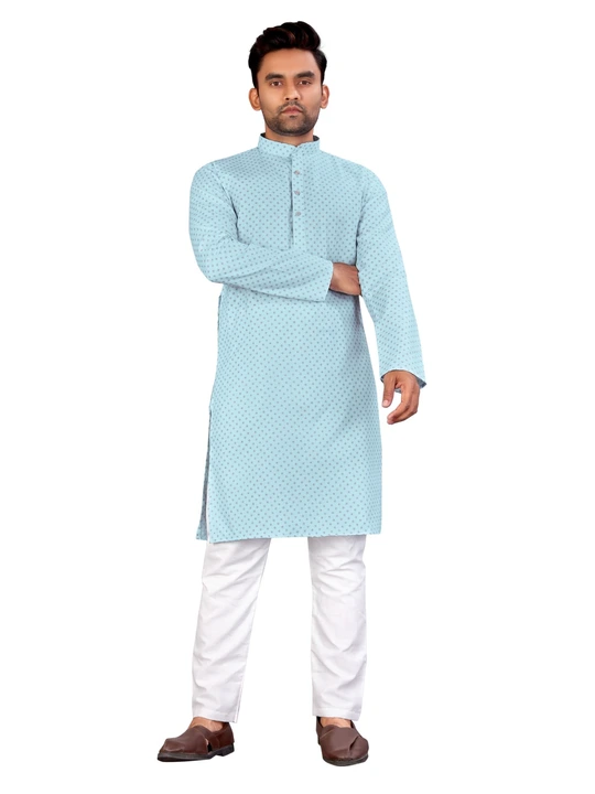 Sky-blue Men's Cotton Only kurta uploaded by 1 Place For All Fashion  on 7/25/2023