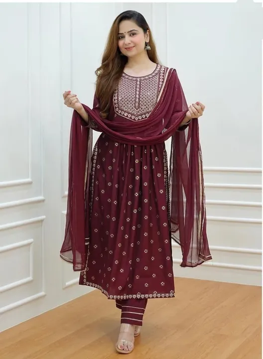 Nyra cut kurti with pant heavy embroidery uploaded by Classic Collection on 7/25/2023