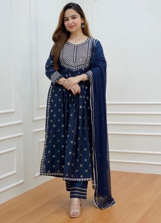 Nyra cut kurti with pant heavy embroidery uploaded by Classic Collection on 7/25/2023