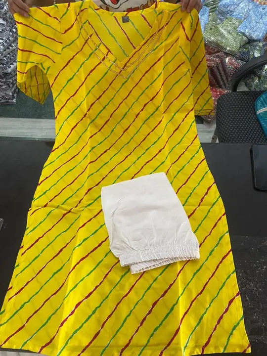 A line. Lahariya kurti with pant  uploaded by Classic Collection on 7/25/2023