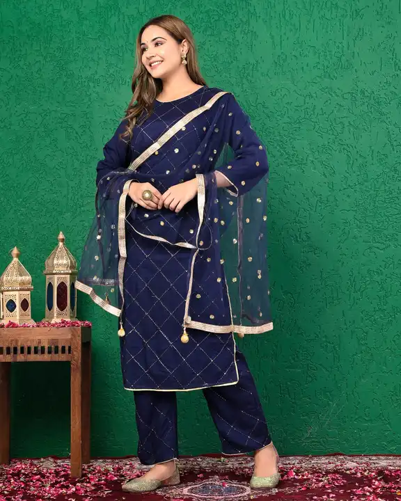 Printed kurti with pant and dupatta uploaded by Classic Collection on 7/25/2023