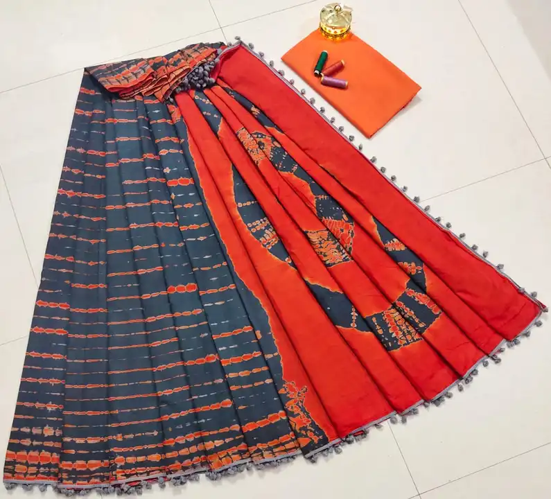 Cotton mul mul pom pom saree uploaded by business on 7/26/2023