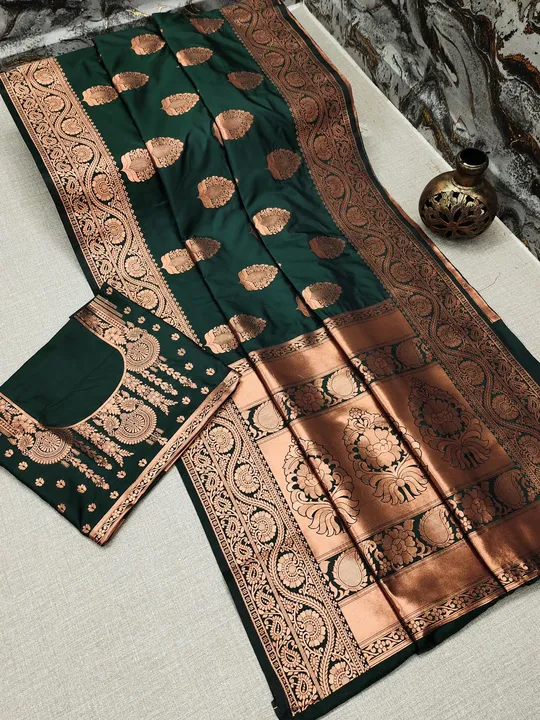 Soft lichi silk saree with copper zari uploaded by VARDHAK COLLECTION  on 7/26/2023