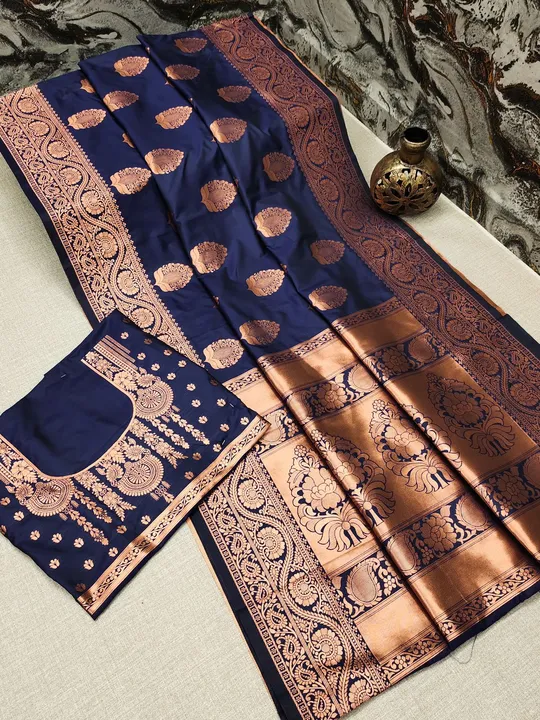 Soft lichi silk saree with copper zari uploaded by VARDHAK COLLECTION  on 7/26/2023