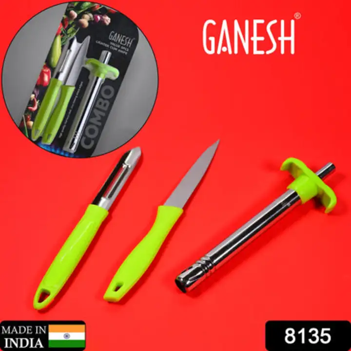 8135 Ganesh 3pc Lighter Cum knife and peeler. uploaded by DeoDap on 7/26/2023