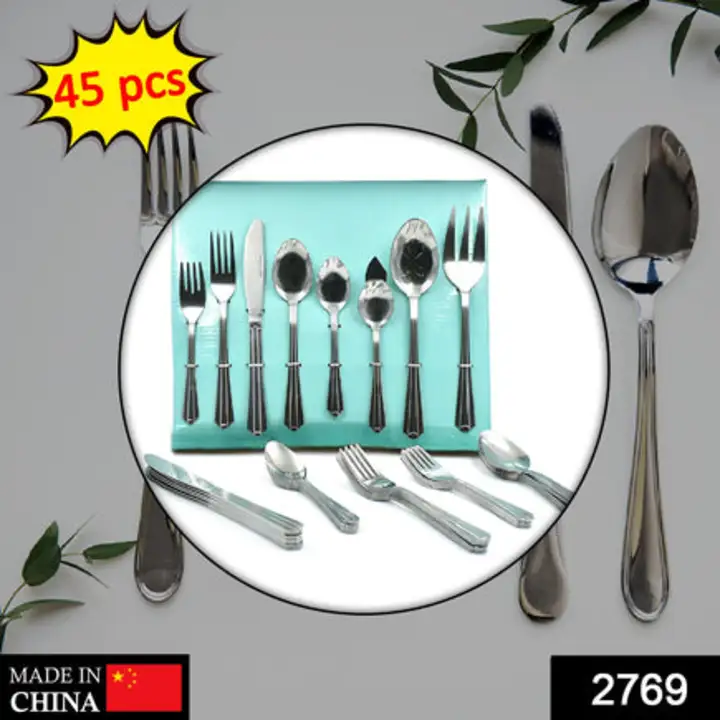 2769 45Pc Stainless steel Flatware Set Used For... uploaded by DeoDap on 7/26/2023