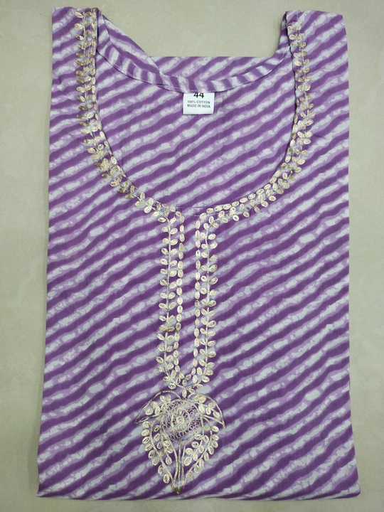 Lahariya cotton kurti with pitan work  uploaded by Sushil prints on 7/26/2023