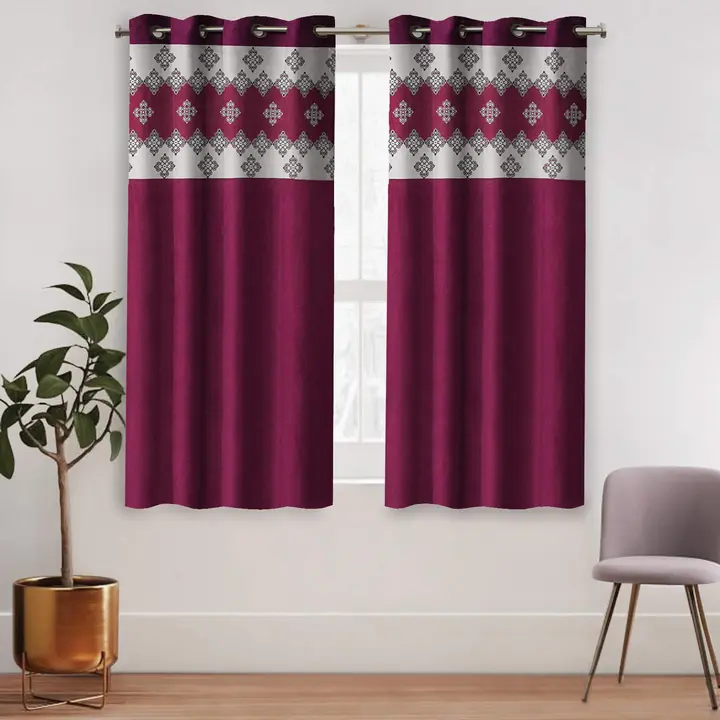 Long crush damask print patch  curtains 5FT window _set of 1_purple  uploaded by Home max india on 7/26/2023