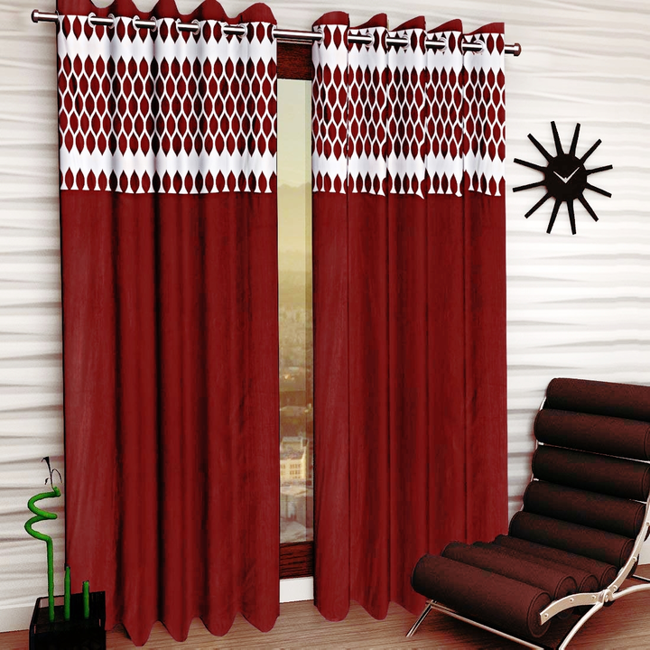 Diya print patch work curtains 5FT window _set of 1_Maroon  uploaded by Home max india on 7/26/2023