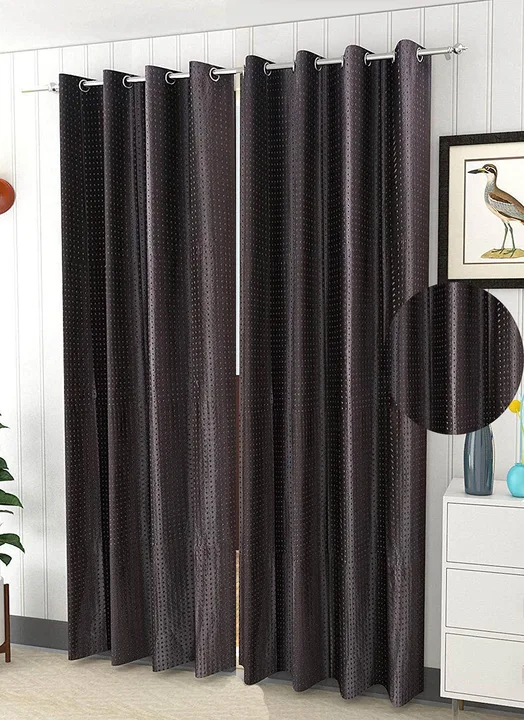 Long crush dyed diamond embossed curtains 5FT window set of 1_Brown  uploaded by Home max india on 7/26/2023