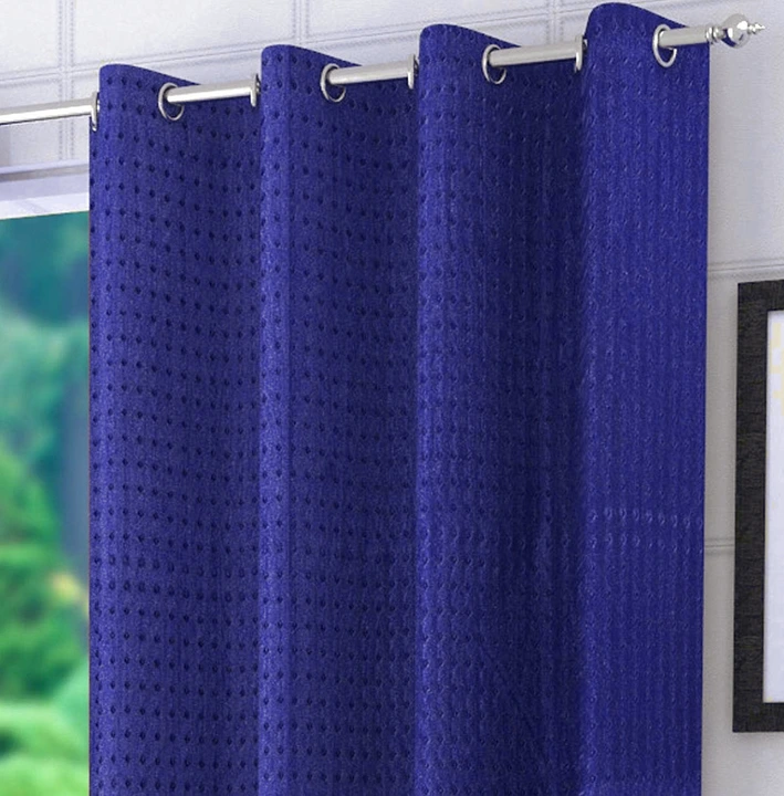 Long crush dyed diamond embossed curtains 5FT window set of 1_Blue  uploaded by Home max india on 7/26/2023