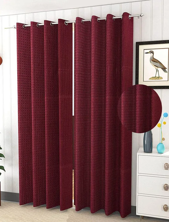 Long crush dyed diamond embossed curtains 7FT Door set of 1_Maroon  uploaded by Home max india on 7/26/2023