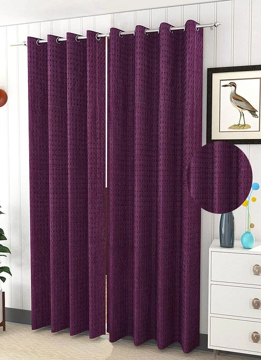 Long crush dyed diamond embossed curtains 7FT Door set of 1_purple  uploaded by Home max india on 7/26/2023