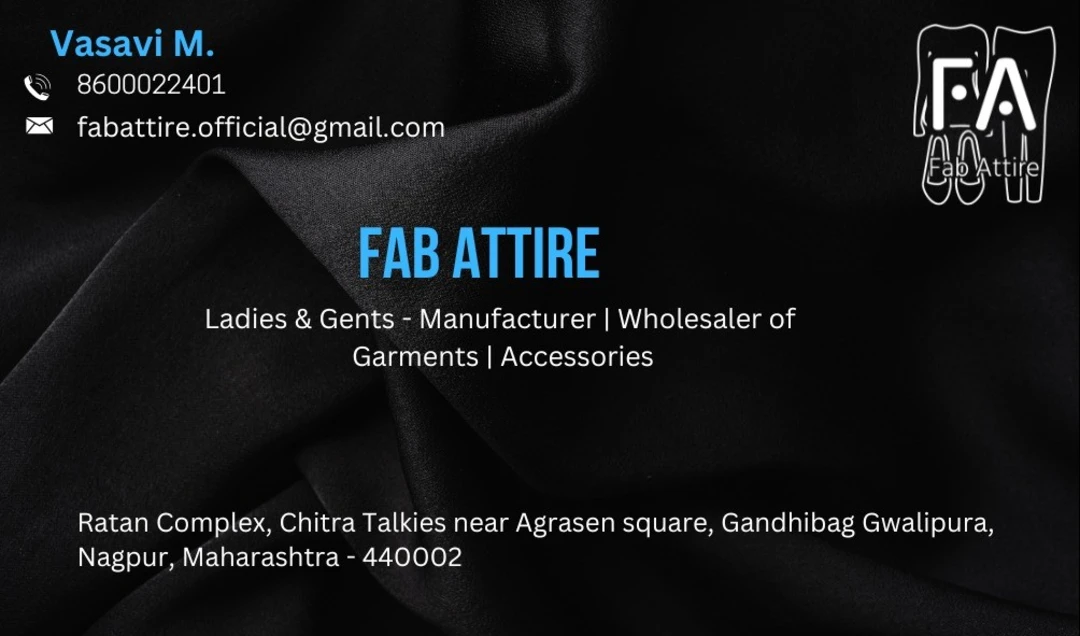 Visiting card store images of Fab Attire