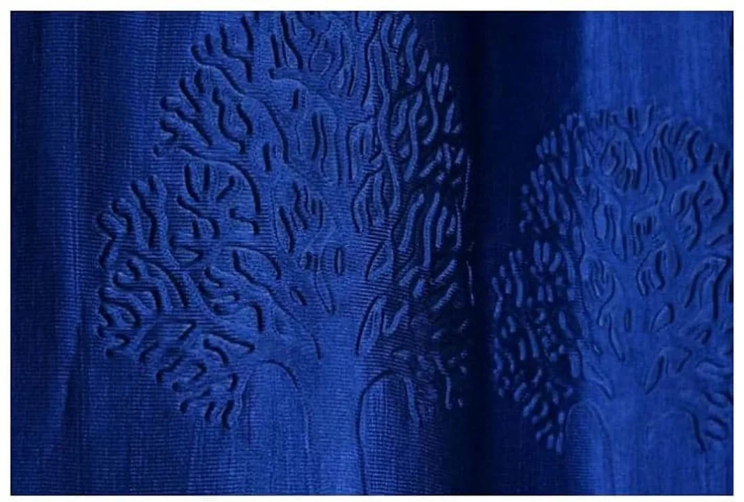 Long crush dyed tree embossed  curtains 7FT Door_set 1_Blue  uploaded by Home max india on 7/26/2023