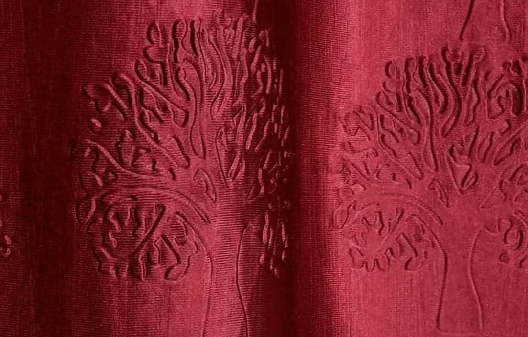 Long crush dyed tree embossed  curtains 7FT Door_set 1_Maroon  uploaded by Home max india on 7/26/2023
