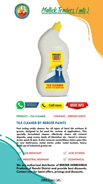 Tile Cleaner 1 Ltr by Berger Paints uploaded by business on 7/26/2023