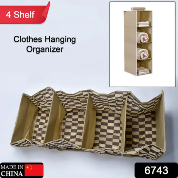 6743 Fabric Hanging 4-Shelf Closet Cloth Organizer uploaded by DeoDap on 7/26/2023