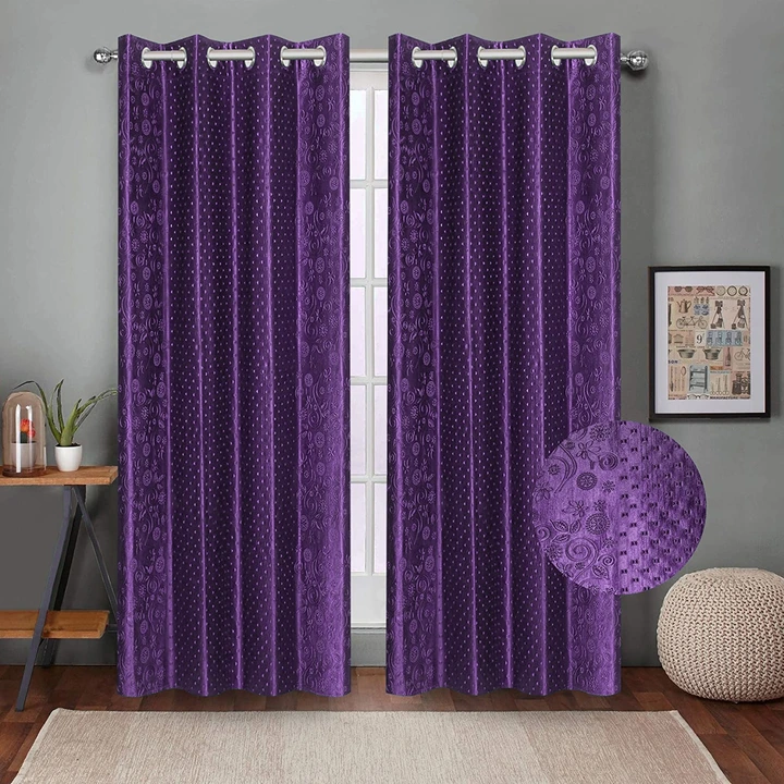 Greecian pyramid &flower embossed curtains 7FT Door set of _Purple  uploaded by business on 7/26/2023