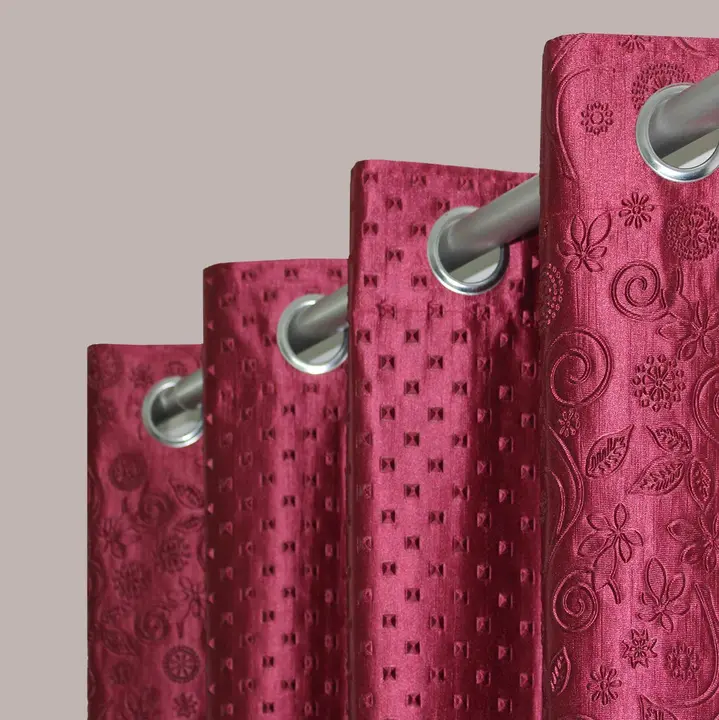 Greecian pyramid &flower embossed curtains 7FT Door set of _maroon  uploaded by Home max india on 7/26/2023