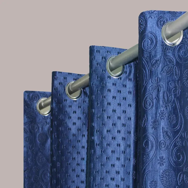 Greecian pyramid &flower embossed curtains 7FT Door set of _Blue  uploaded by Home max india on 7/26/2023