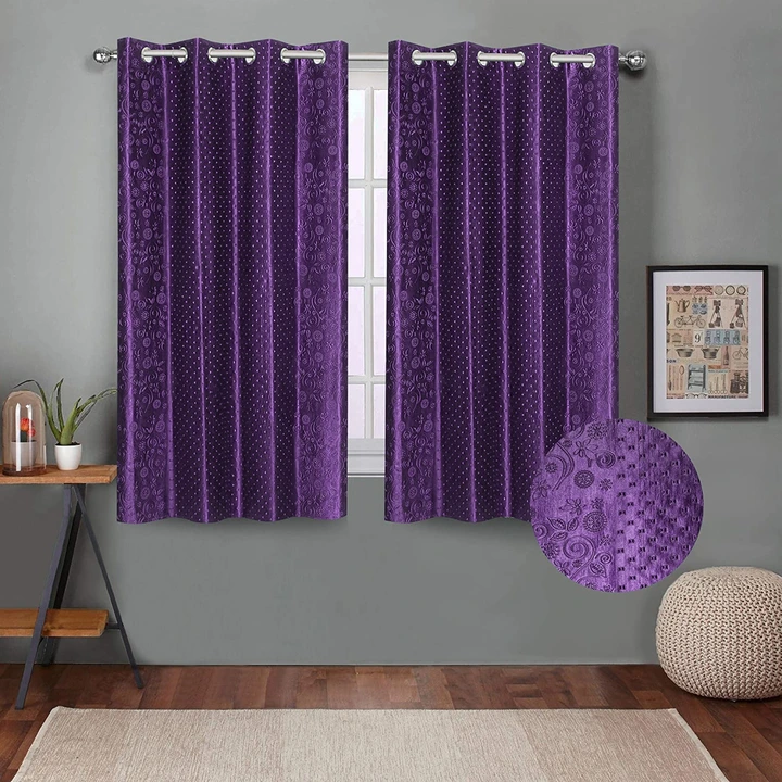 Greecian pyramid &flower embossed curtains 5FT window set of _purple  uploaded by business on 7/26/2023