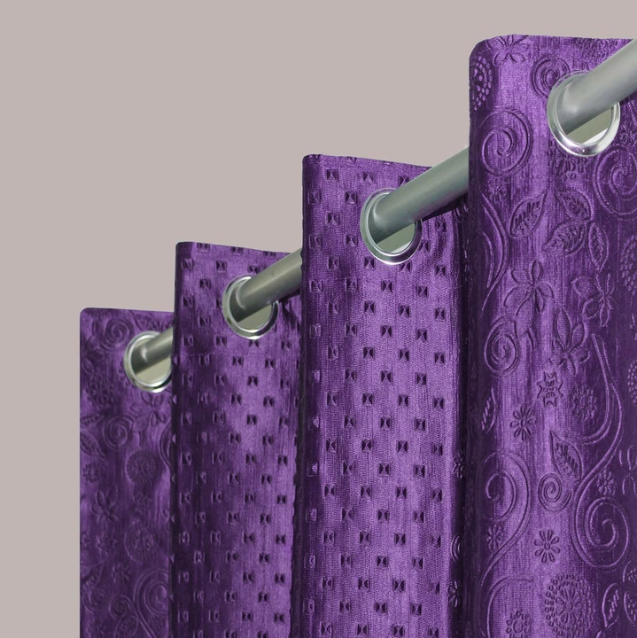 Greecian pyramid &flower embossed curtains 7FT Door set of _Purple  uploaded by Home max india on 7/26/2023