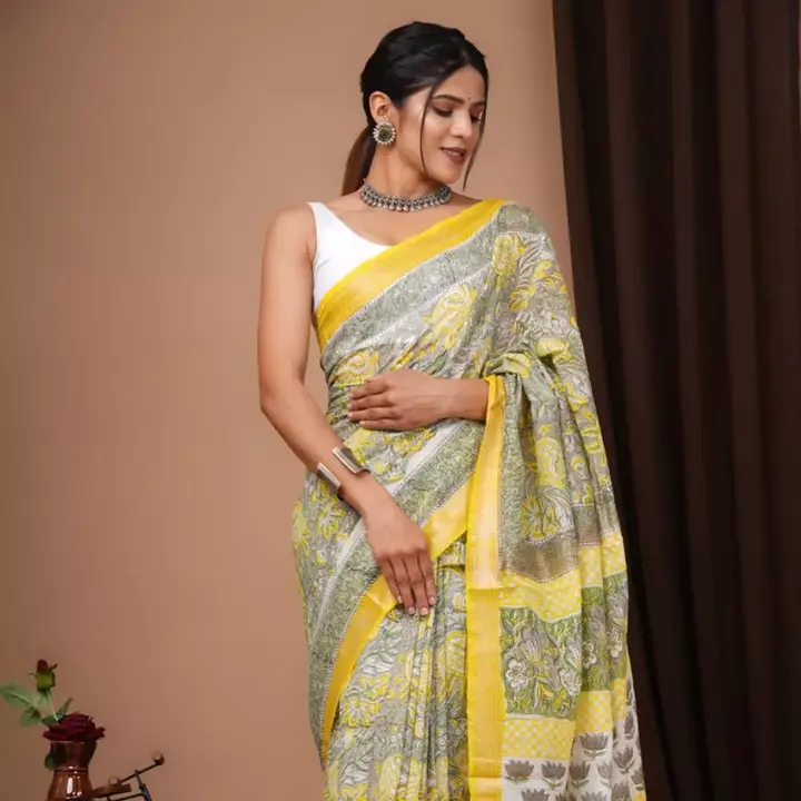 Cotton chanderi silk saree with blouse  uploaded by Bagru Hand Block Print Jaipur  on 7/26/2023