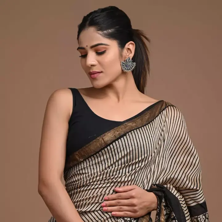Cotton chanderi silk saree with blouse  uploaded by Bagru Hand Block Print Jaipur  on 7/26/2023
