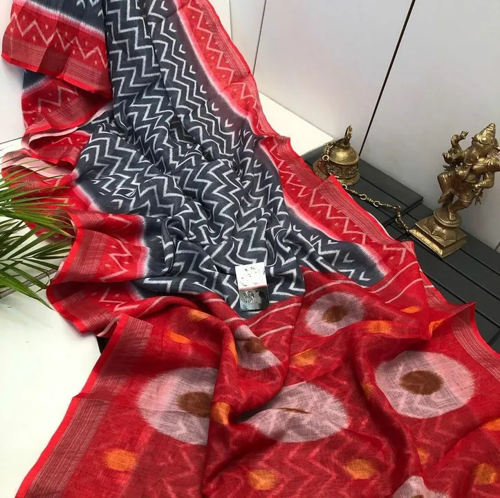 Linen saree uploaded by AGU OVERSEAS on 7/26/2023