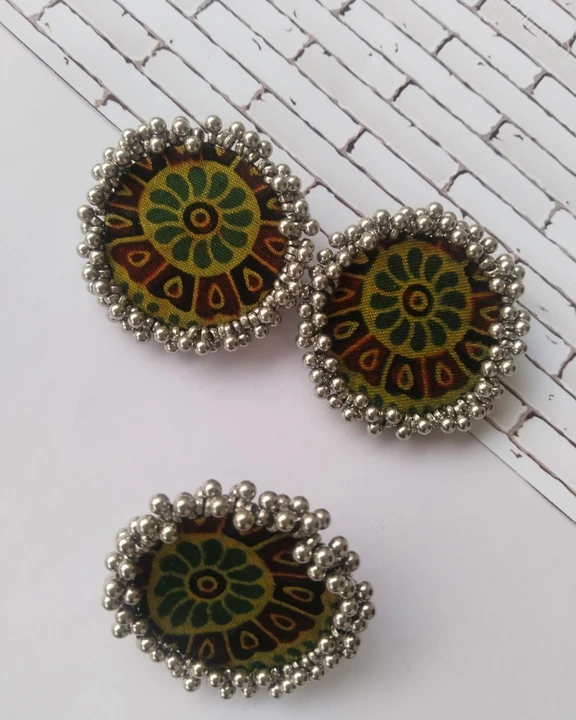 Ajrakh print ring and earrings combo uploaded by The serene by Rainvas on 7/26/2023
