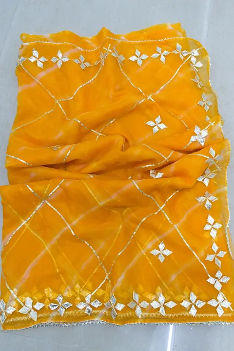 Bumper sale offar 
🥳Pure Organza......🥻

💃🏻 Summer Special Cool 😎Fancy Lahariya  Colour  Matchi uploaded by Gotapatti manufacturer on 7/27/2023