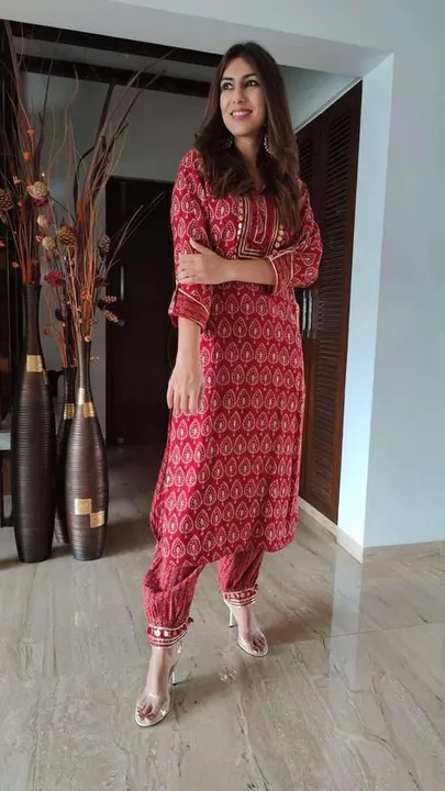 Beutiful coin design kurti with afghani pant  uploaded by Classic Collection on 7/27/2023