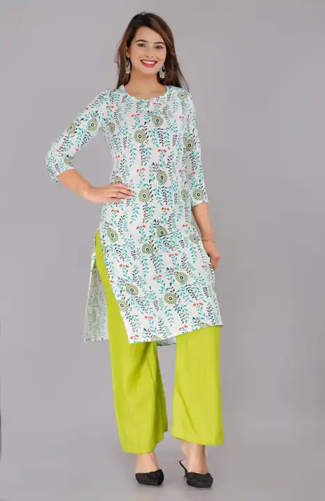 Beautiful printed kurti with pant set  uploaded by Classic Collection on 7/27/2023