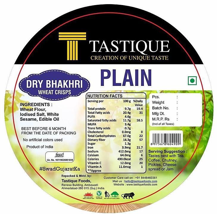 Plain dry bhakhri uploaded by Tastique Foods on 7/16/2020