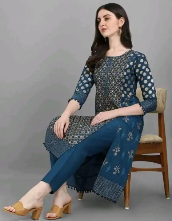 Womens gold and pigment printed kurta  uploaded by business on 7/27/2023