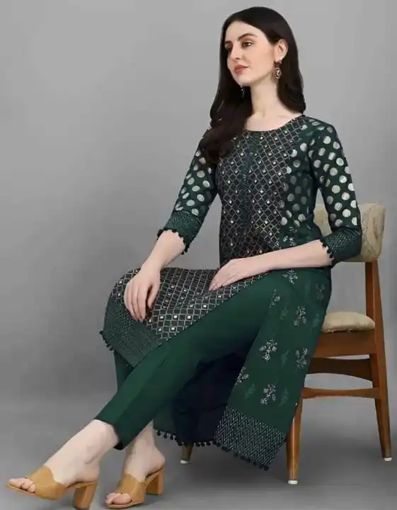 Womens gold and pigment printed kurta uploaded by business on 7/27/2023