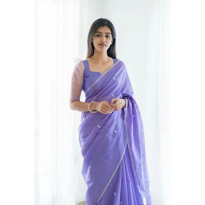 Soft Cotton Silk Saree with silver Zari Weaving Desing Saree uploaded by DHANANJAY CREATION  on 7/27/2023