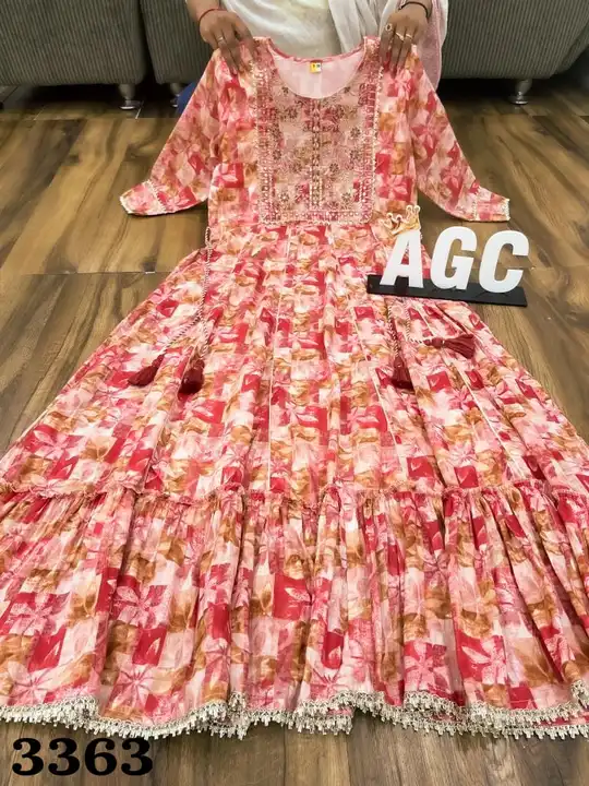 Cotton Reyon gown with Beautiful work uploaded by Atropos Fasion on 7/27/2023