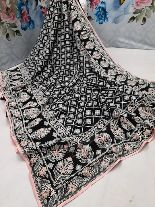 Lucknowi Chikankari work on Georgette and stone uploaded by Atropos Fasion on 7/27/2023