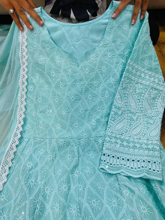 Chikankari gown with Dupatta uploaded by Atropos Fasion on 7/27/2023