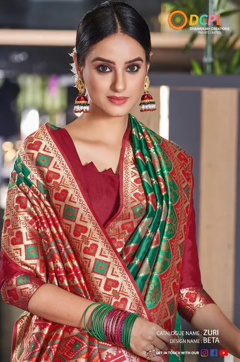 Allover Floral Design With Zari Border Sartin Silk Saree uploaded by DHANANJAY CREATION  on 7/27/2023